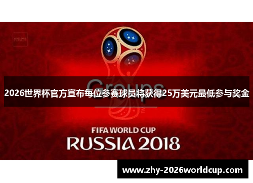 2026世界杯官方宣布每位参赛球员将获得25万美元最低参与奖金